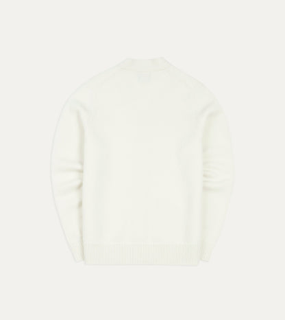Drake's Ecru Lambswool 6 Button Cardigan