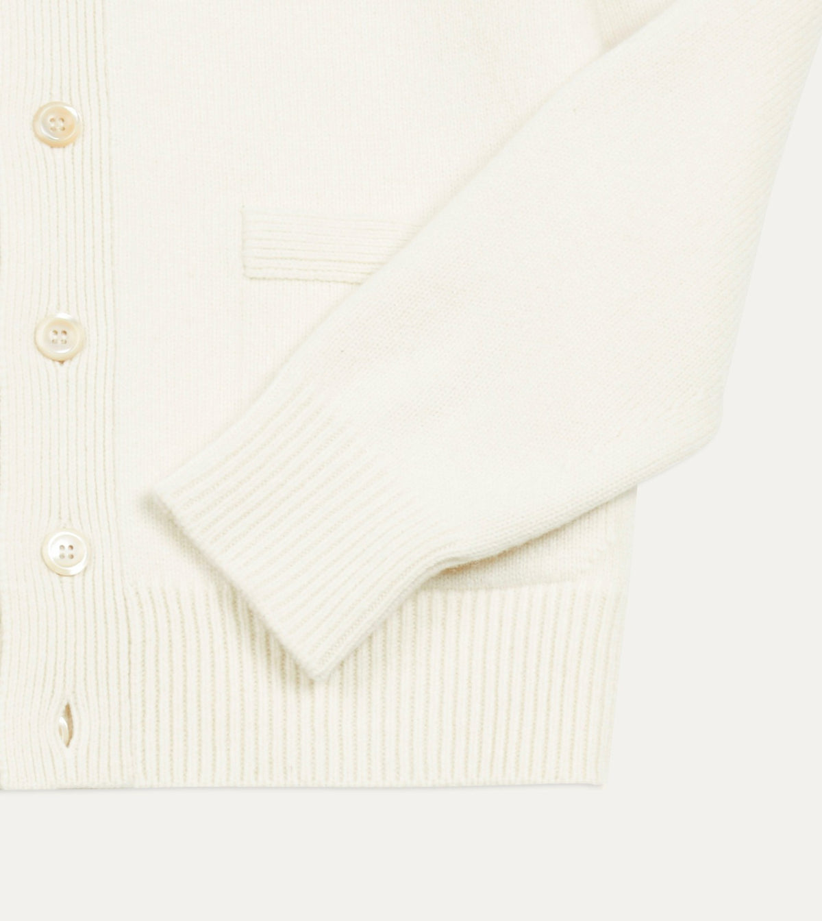 Drake's Ecru Lambswool 6 Button Cardigan