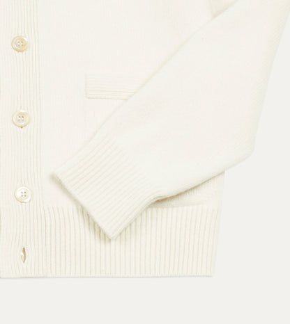 Drake's Ecru Lambswool 6 Button Cardigan