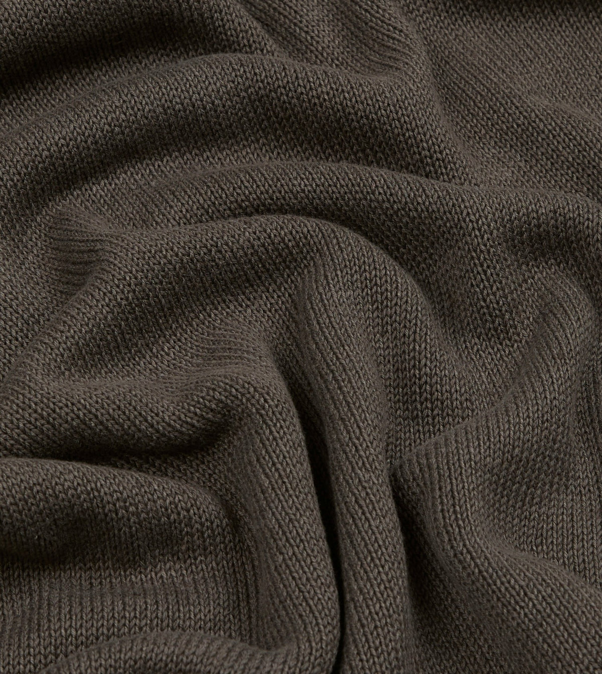 Drake's Brown Linen-Cotton Mock Neck Jumper