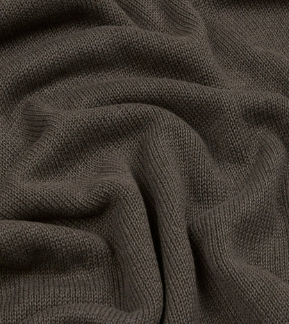 Drake's Brown Linen-Cotton Mock Neck Jumper