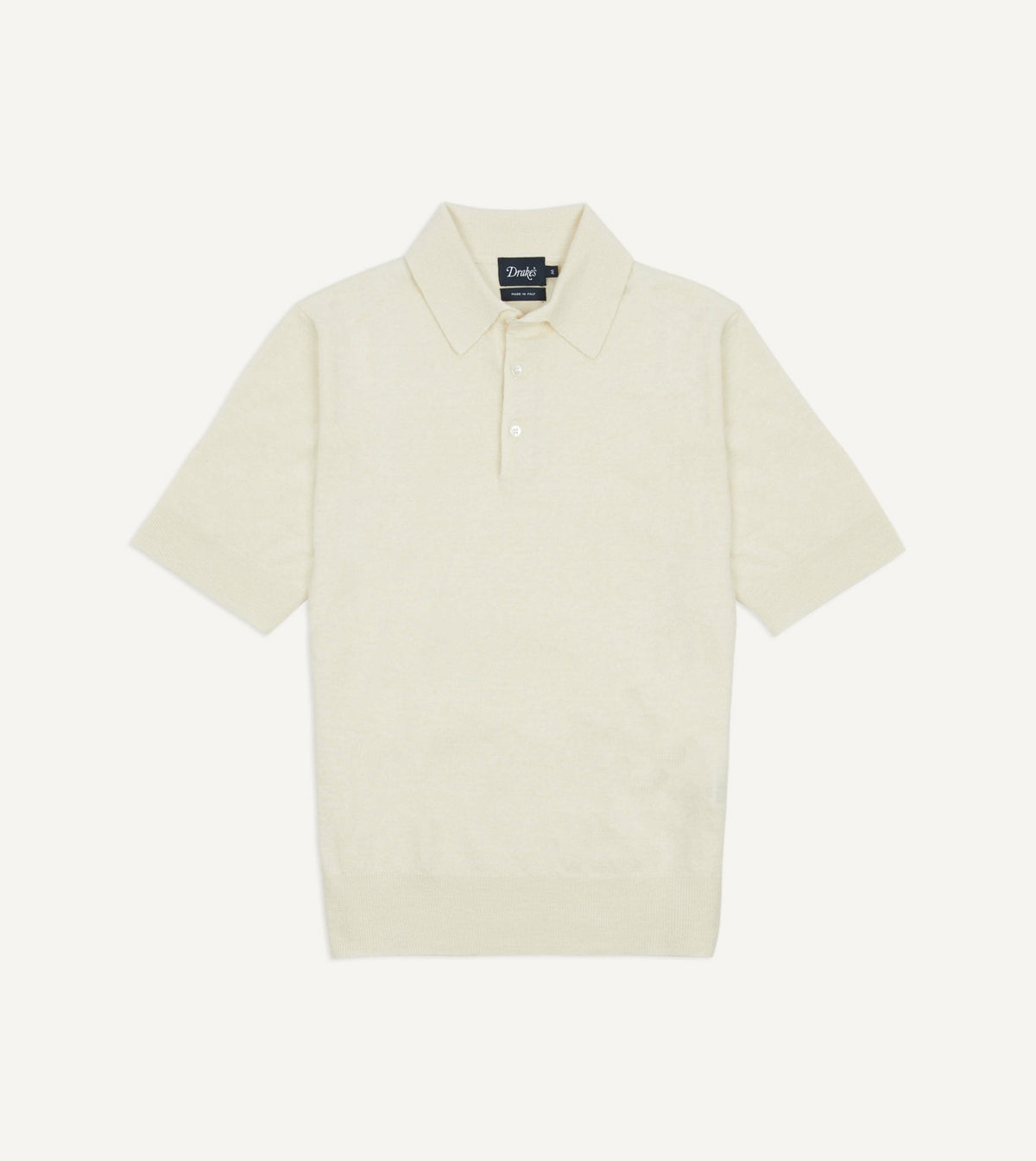 Drake's Ecru Knitted Linen-Cotton Short-Sleeve Polo Shirt