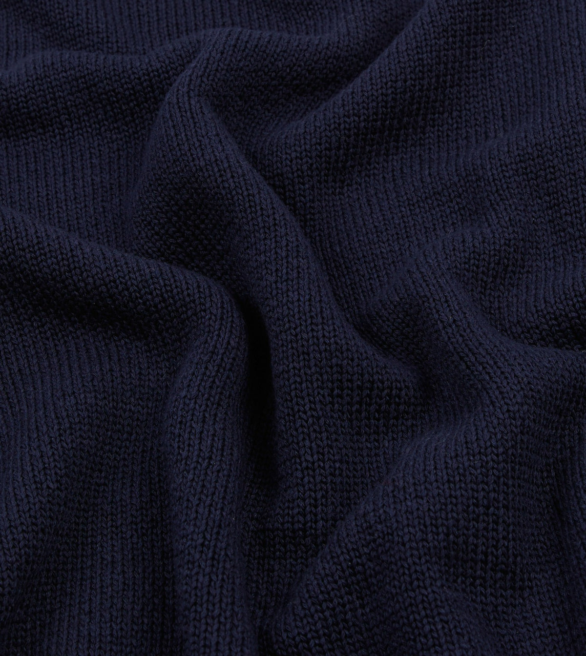 Drake's Navy Cotton Mock Neck Jumper