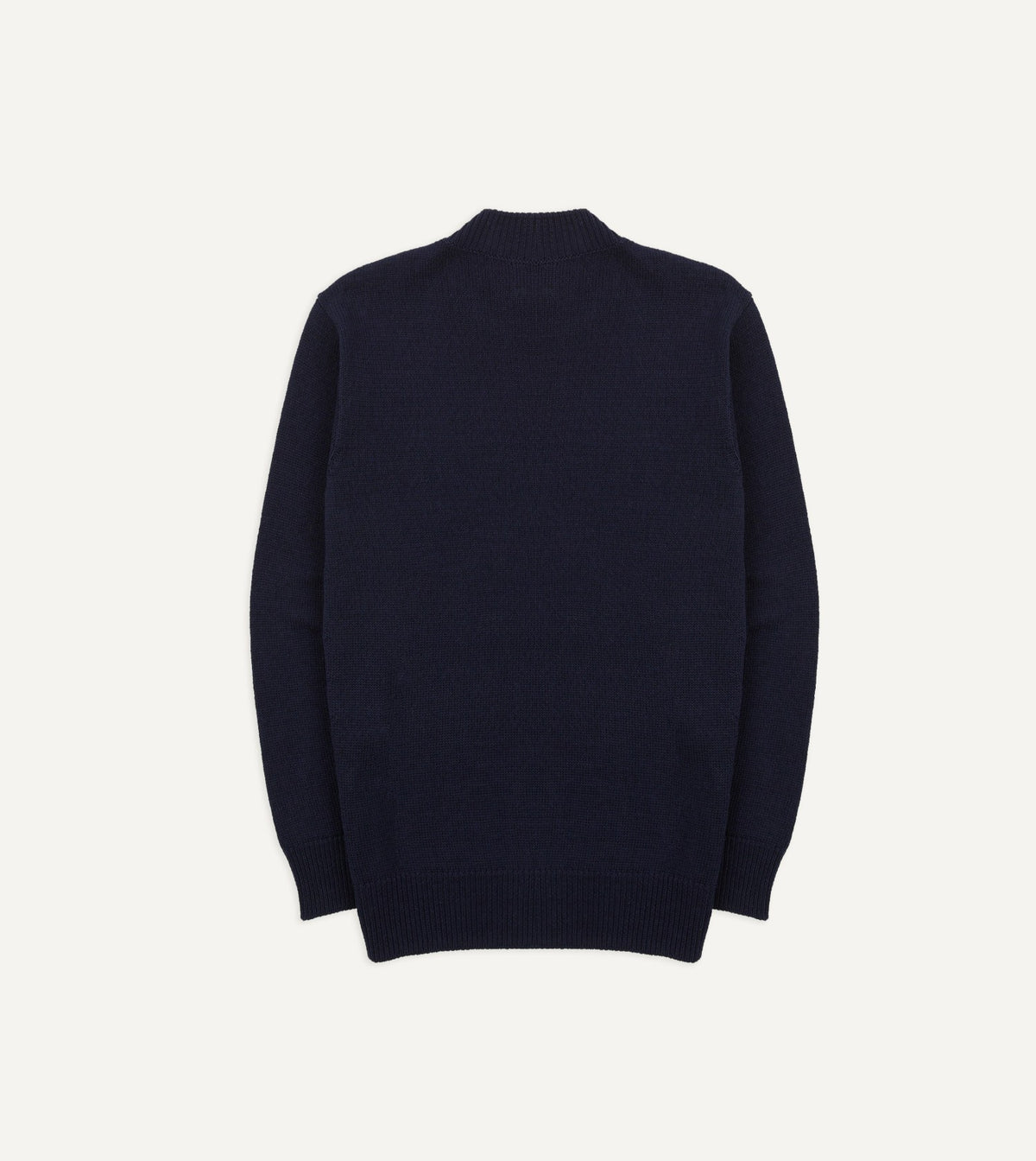 Drake's Navy Cotton Mock Neck Jumper