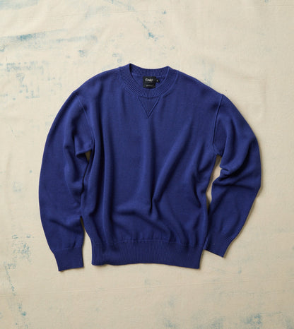 Drake's Blue Wool-Cotton Knit Sweatshirt