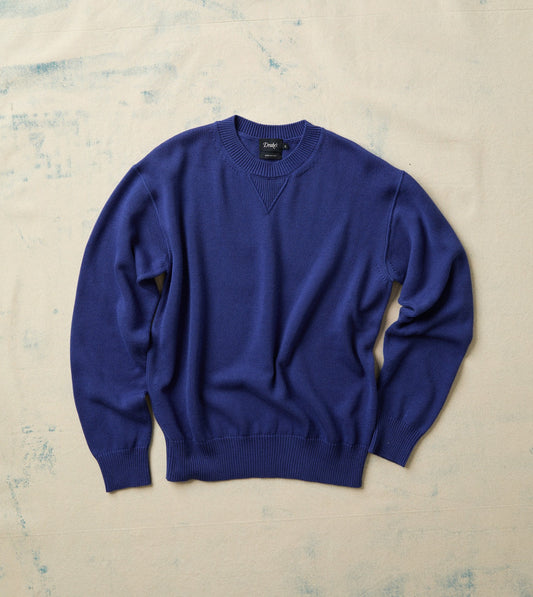 Drake's Blue Wool-Cotton Knit Sweatshirt