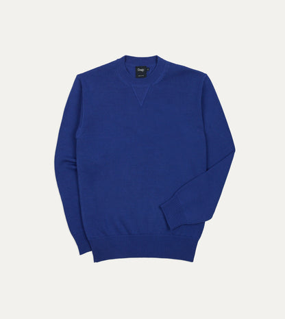 Drake's Blue Wool-Cotton Knit Sweatshirt