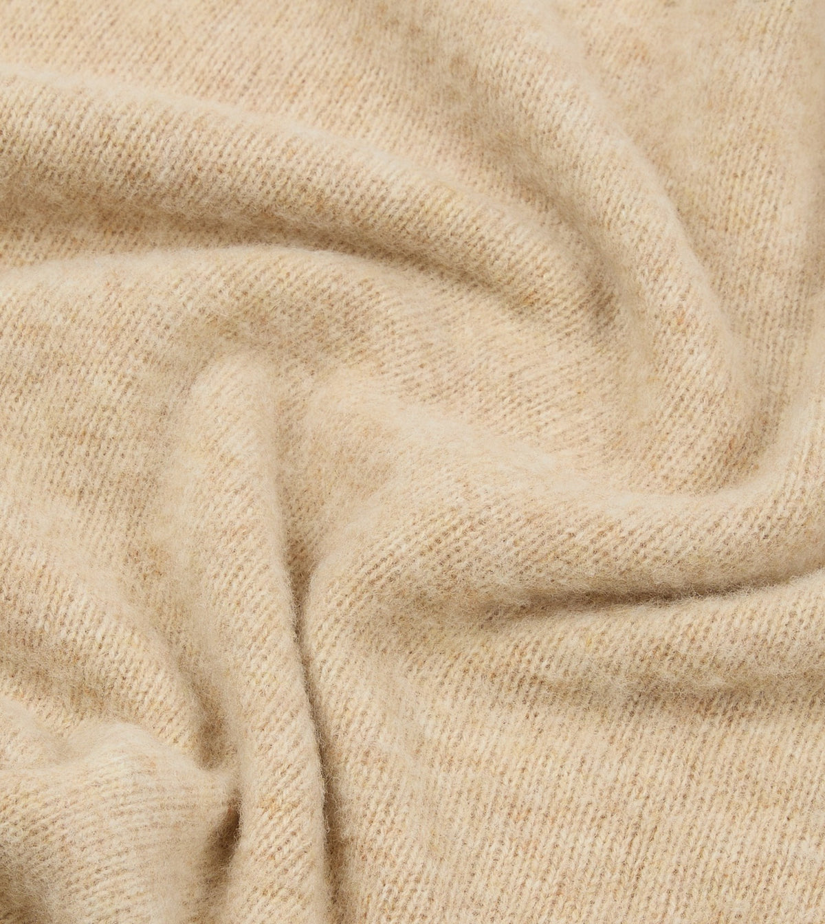 Drake's Ecru Brushed Shetland Mock Neck Jumper