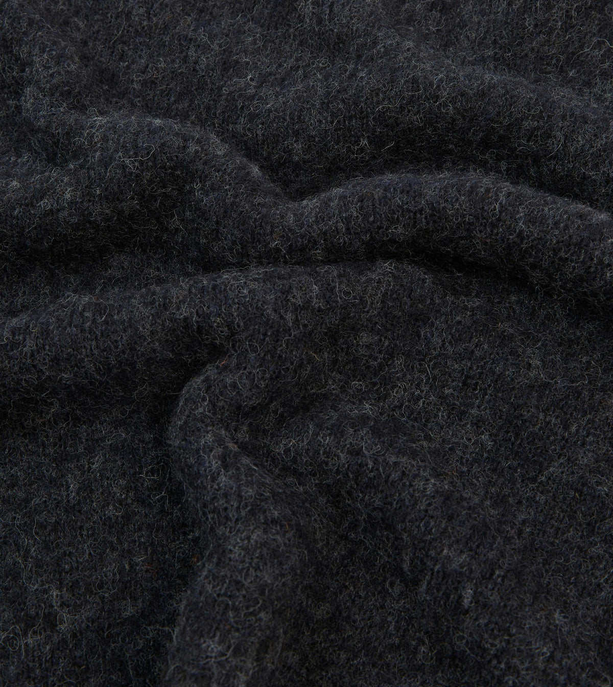 Drake's Dark Grey Brushed Shetland Crew Neck Jumper