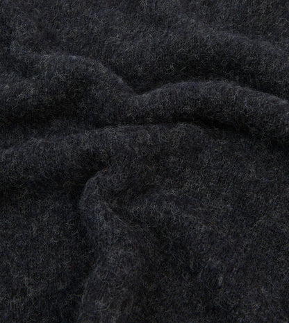 Drake's Dark Grey Brushed Shetland Crew Neck Jumper