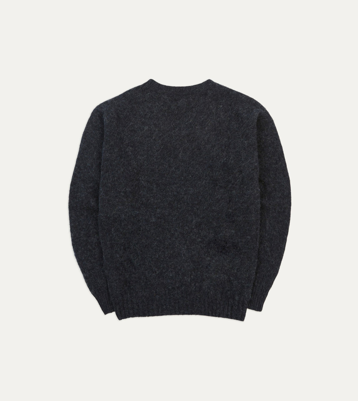Drake's Dark Grey Brushed Shetland Crew Neck Jumper