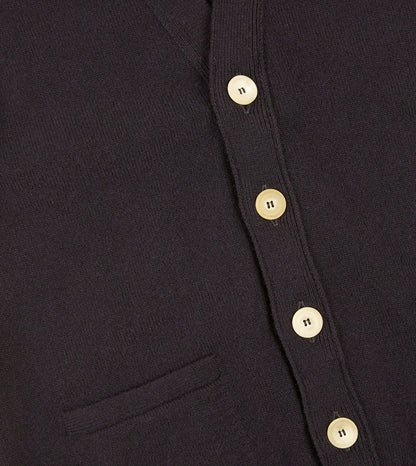 Drake's Navy Lambswool Sleeveless Cardigan