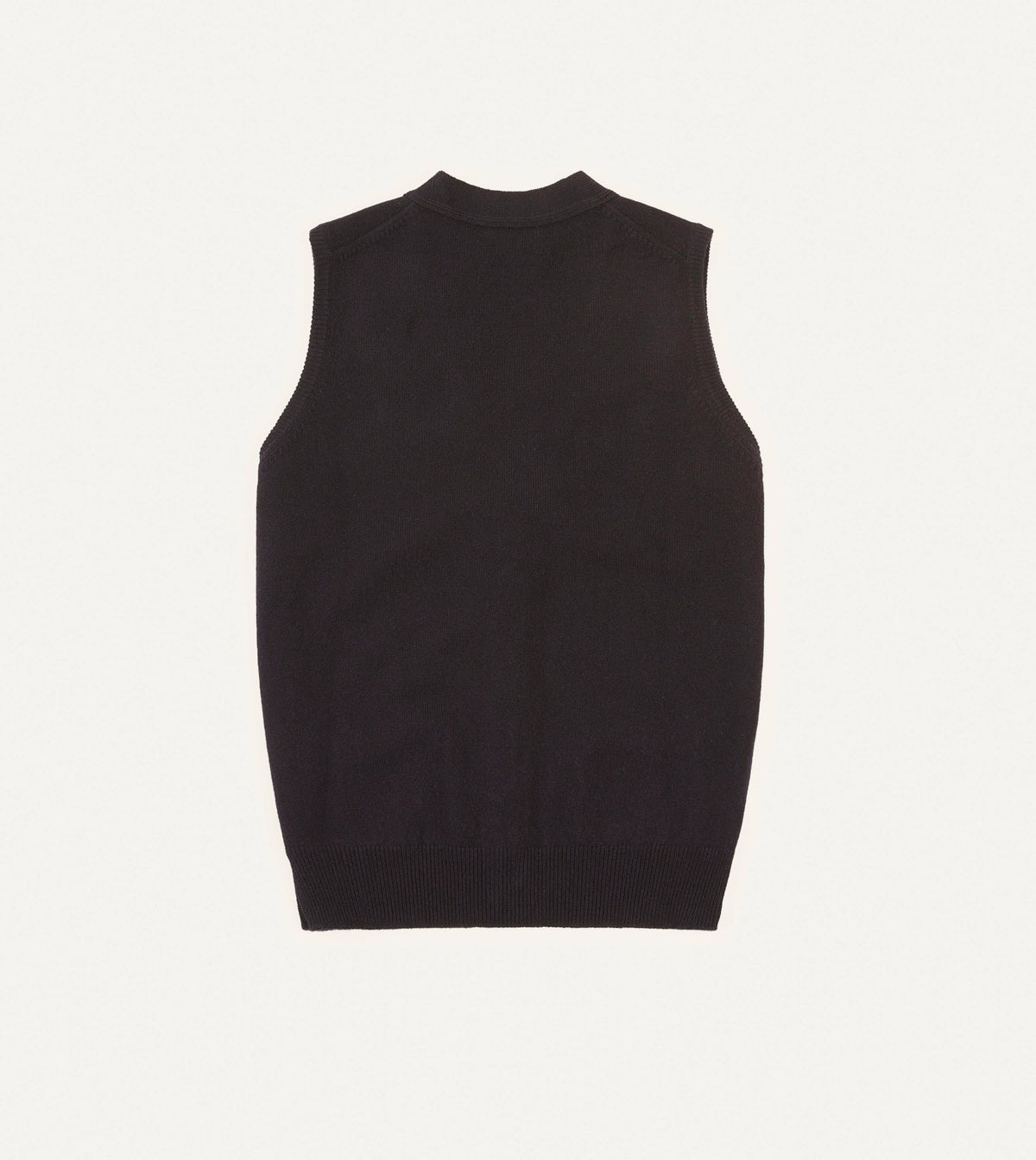 Drake's Navy Lambswool Sleeveless Cardigan