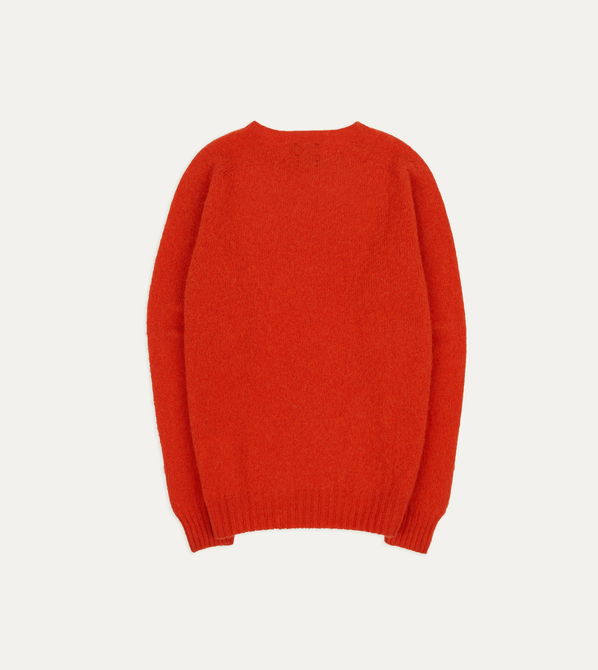 Drake's Red Brushed Shetland Crew Neck Jumper