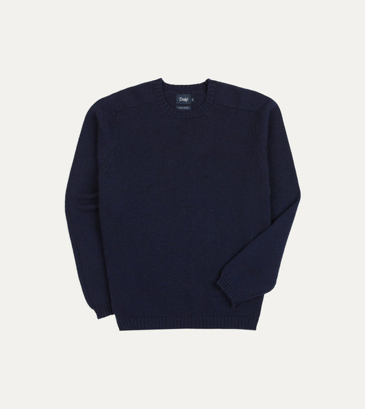 Drake's Navy Cashmere Crew Neck Jumper