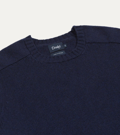 Drake's Navy Cashmere Crew Neck Jumper