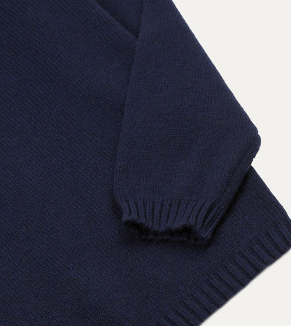 Drake's Navy Cashmere Crew Neck Jumper