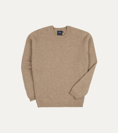 Drake's Oatmeal Cashmere Crew Neck Jumper