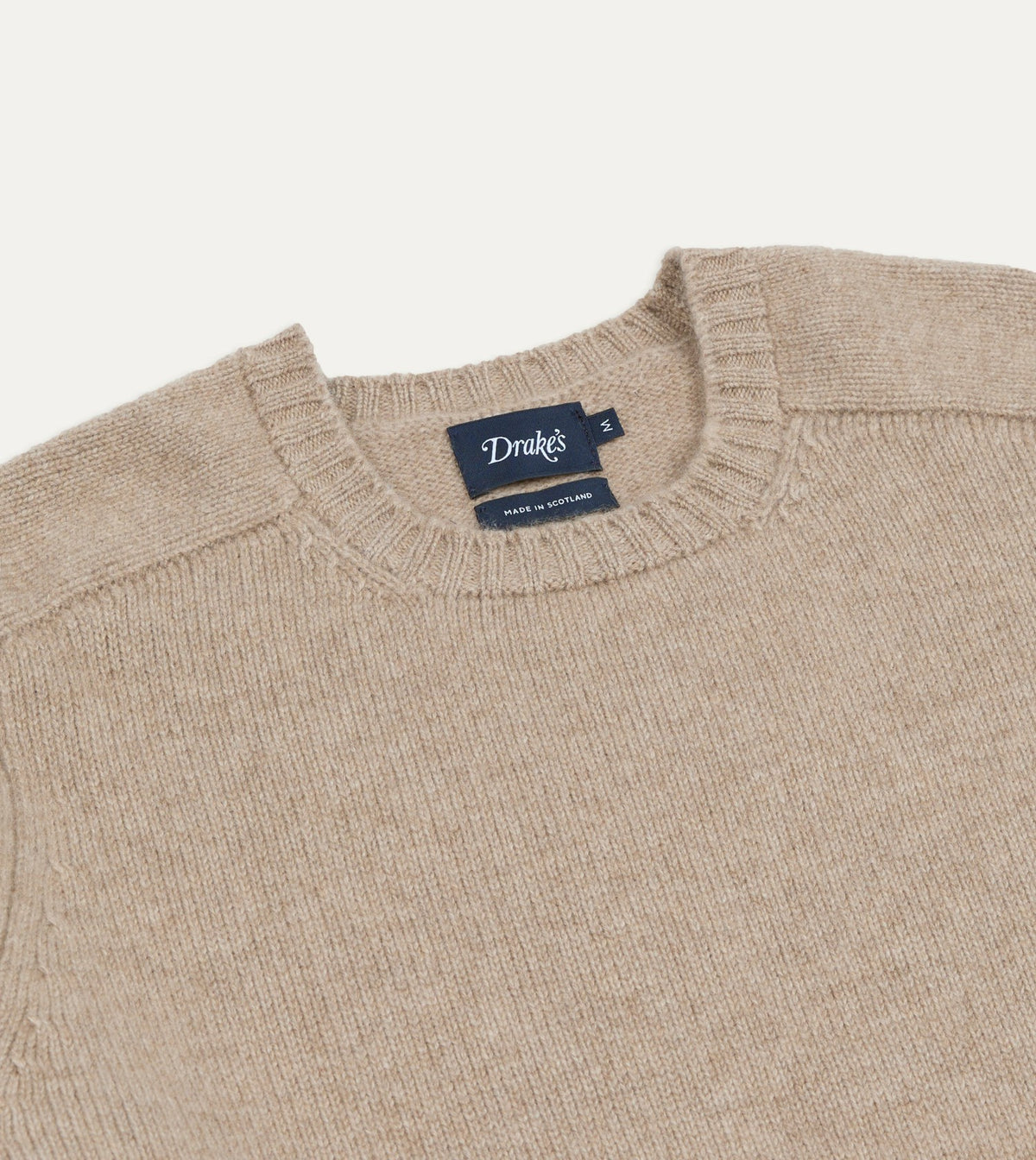 Drake's Oatmeal Cashmere Crew Neck Jumper