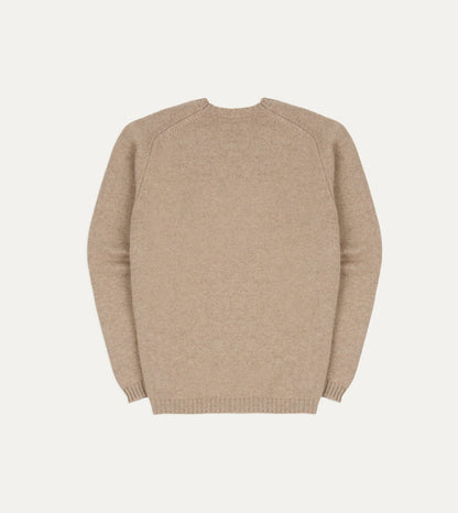 Drake's Oatmeal Cashmere Crew Neck Jumper