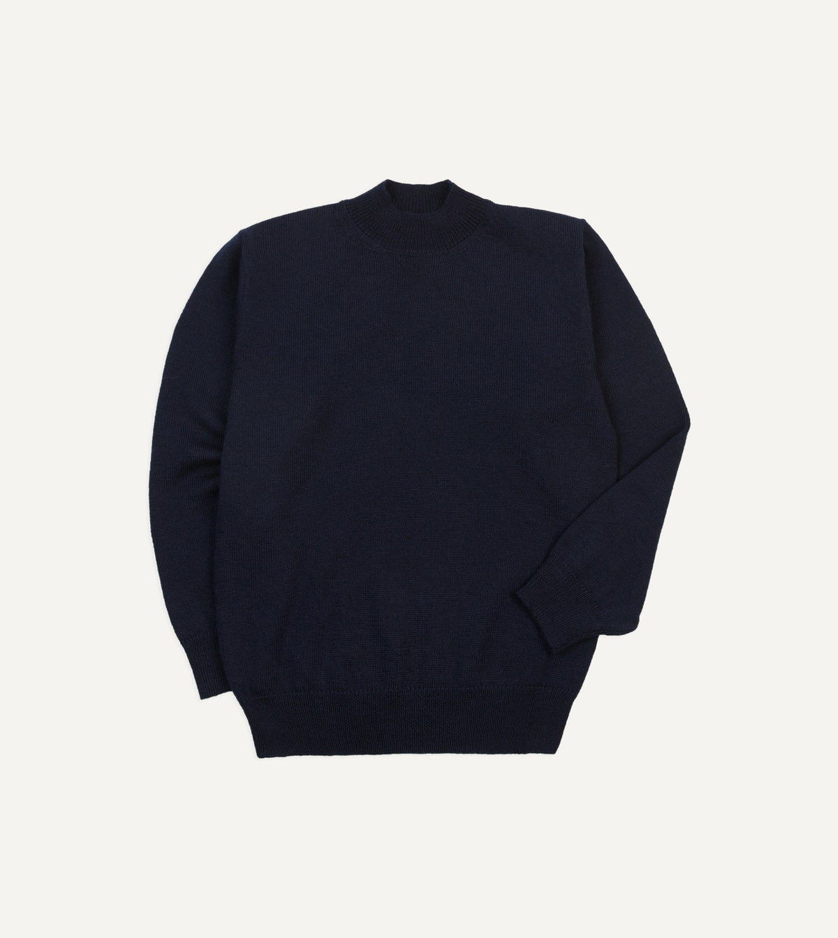 Drake's Navy Wool Mock Neck Jumper