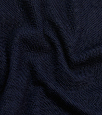 Drake's Navy Wool Mock Neck Jumper