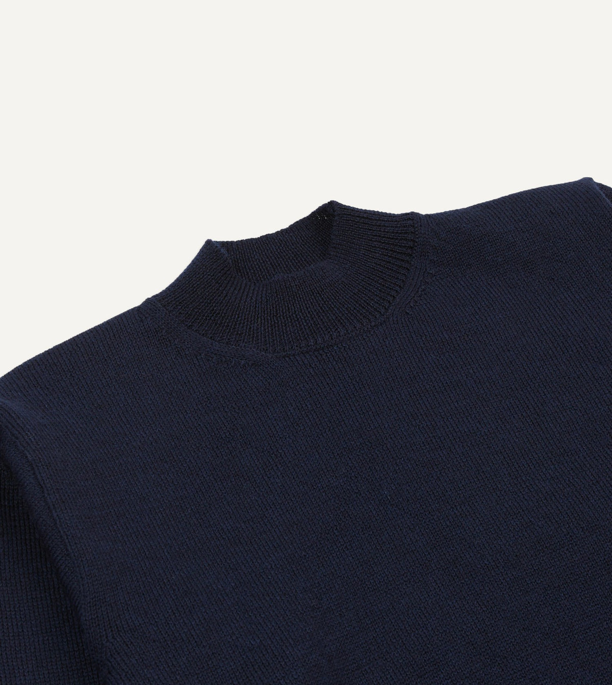 Drake's Navy Wool Mock Neck Jumper