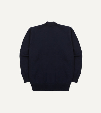 Drake's Navy Wool Mock Neck Jumper