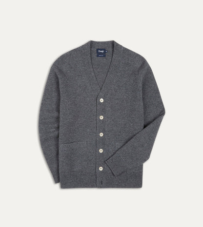Drake's Grey Lambswool 6 Button Cardigan