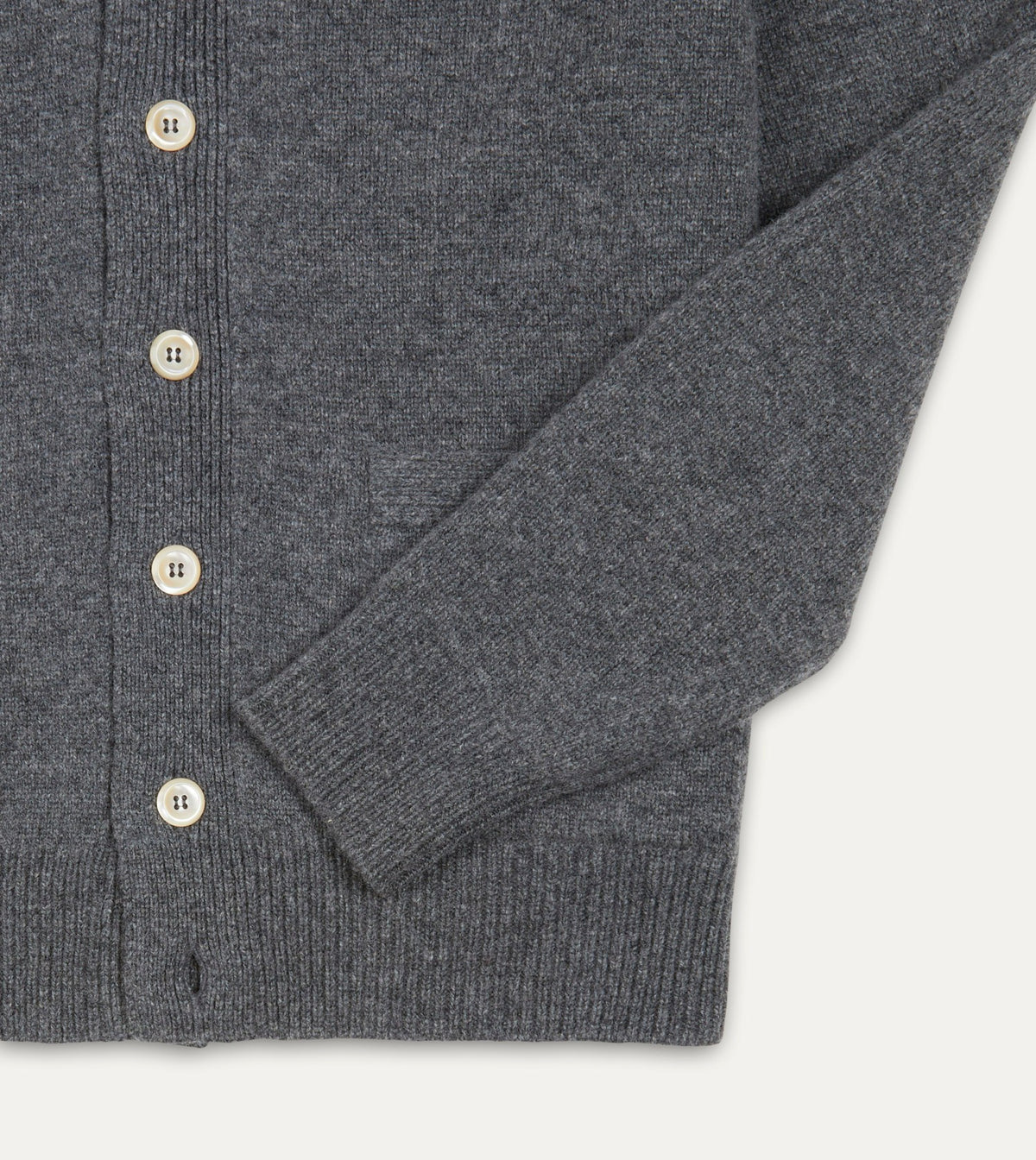 Drake's Grey Lambswool 6 Button Cardigan