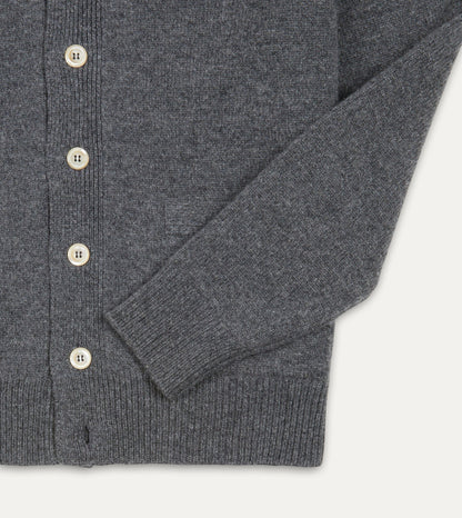 Drake's Grey Lambswool 6 Button Cardigan