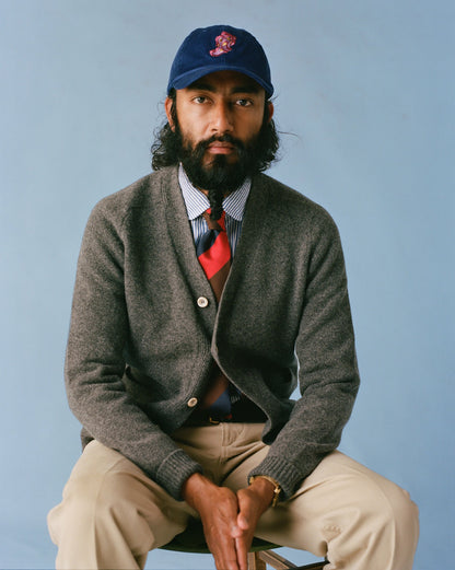 Drake's Grey Lambswool 6 Button Cardigan