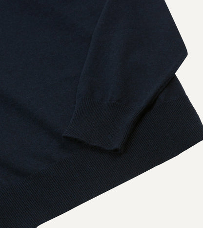 Drake's Navy Alpaca Wool Knitted Polo