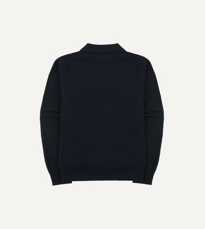 Drake's Navy Alpaca Wool Knitted Polo