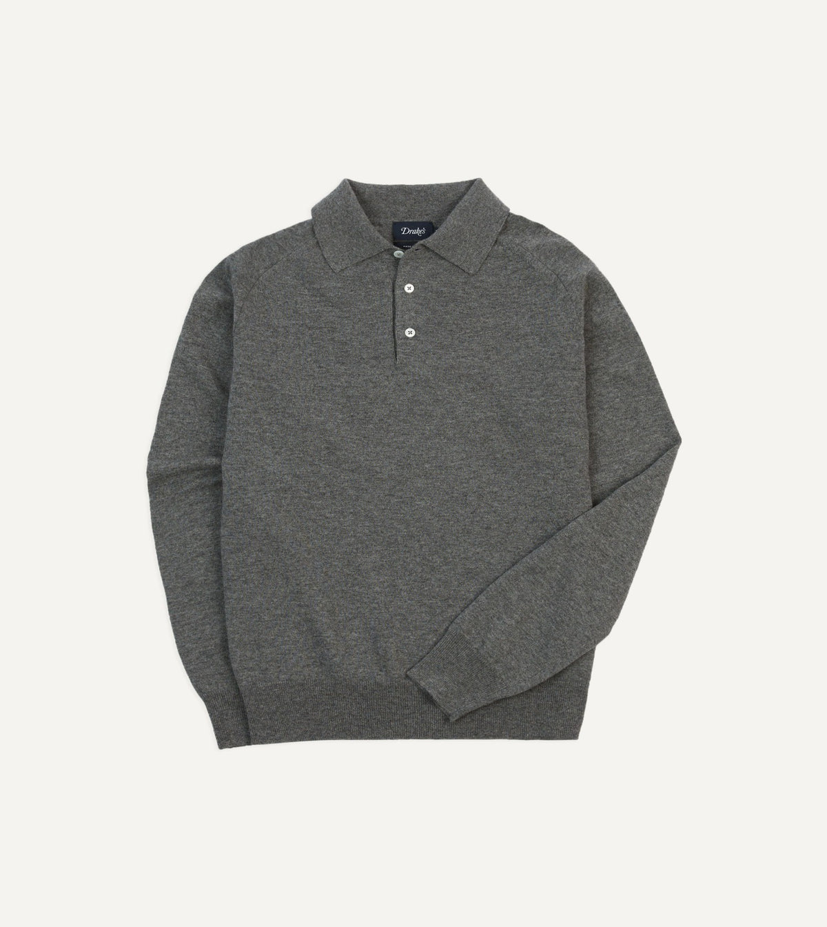 Drake's Grey Alpaca Wool Knitted Polo