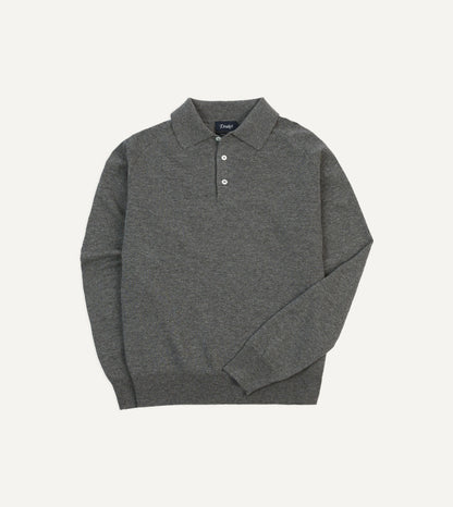 Drake's Grey Alpaca Wool Knitted Polo