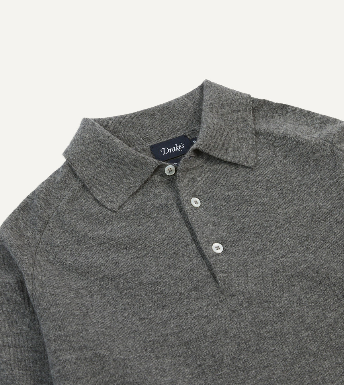Drake's Grey Alpaca Wool Knitted Polo