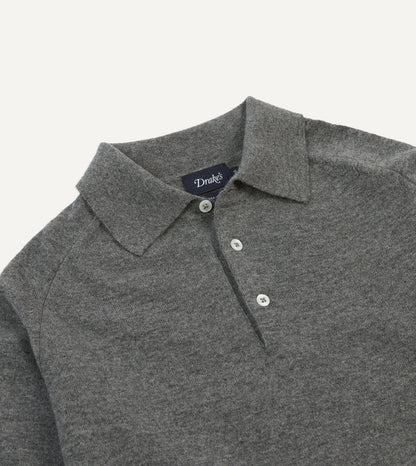 Drake's Grey Alpaca Wool Knitted Polo