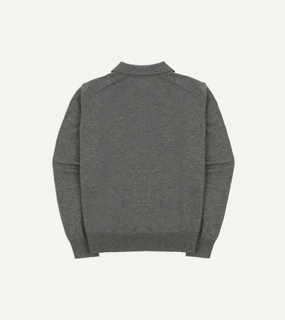 Drake's Grey Alpaca Wool Knitted Polo