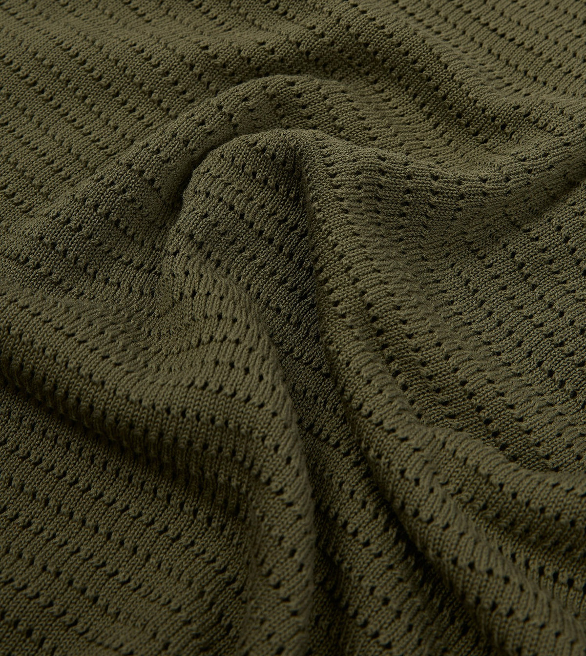 Drake's Olive Waffle Knit Cotton Short-Sleeve Polo Shirt