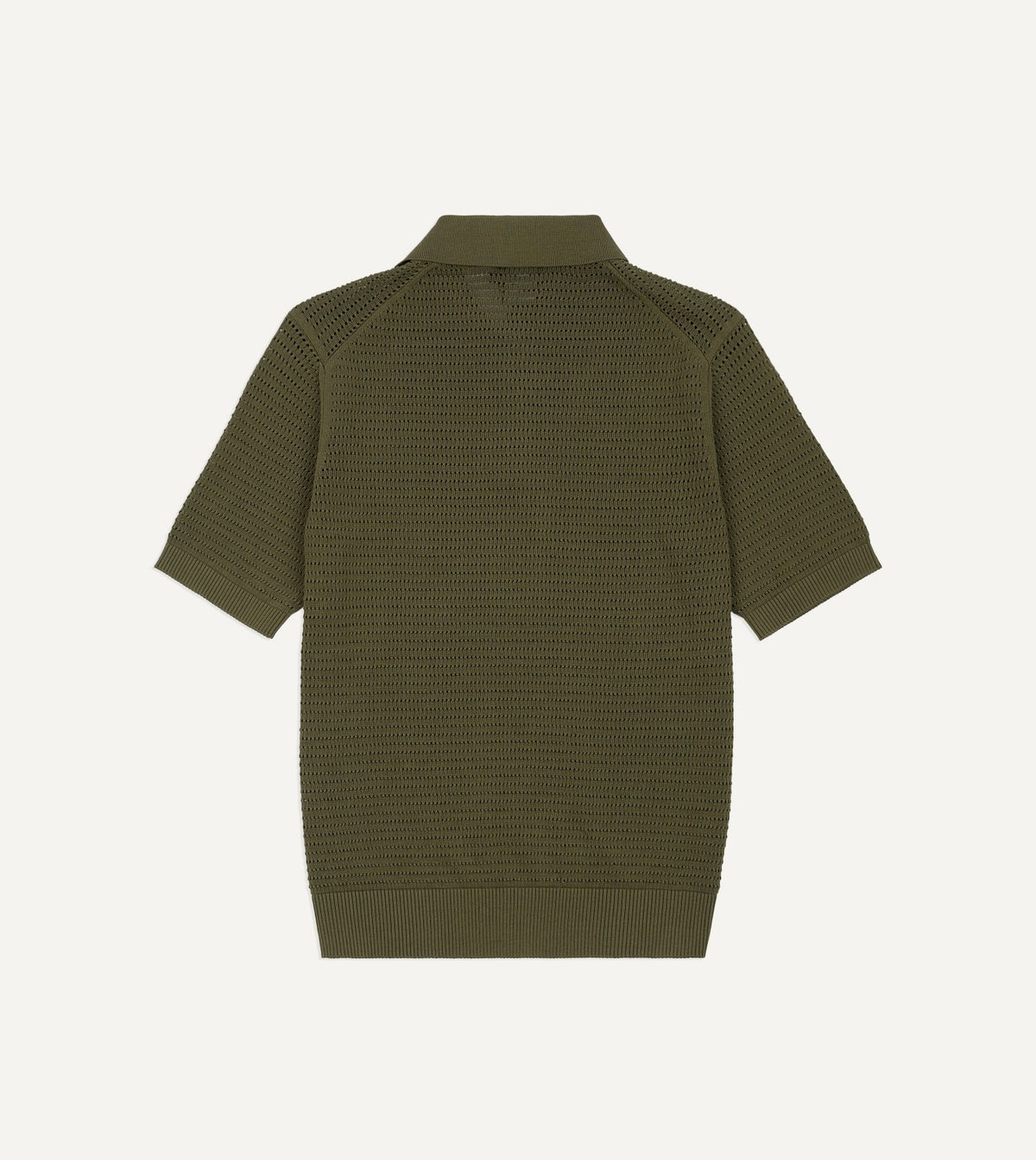 Drake's Olive Waffle Knit Cotton Short-Sleeve Polo Shirt
