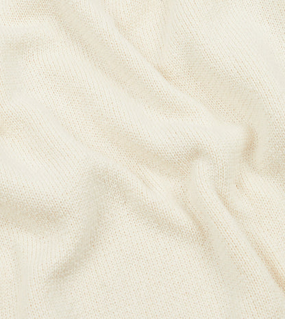 Drake's Ecru Cotton Mock Neck Jumper