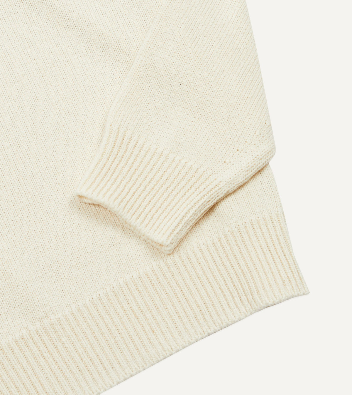 Drake's Ecru Cotton Mock Neck Jumper