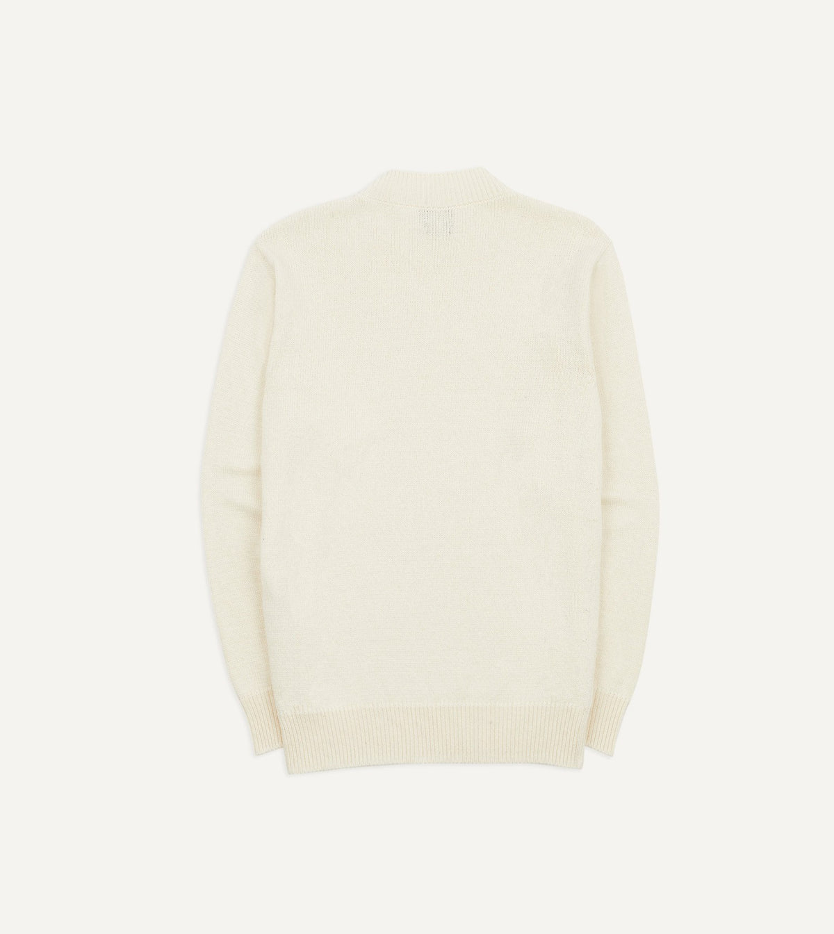 Drake's Ecru Cotton Mock Neck Jumper