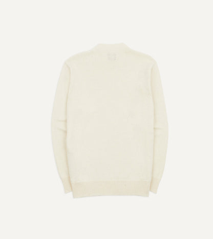 Drake's Ecru Cotton Mock Neck Jumper