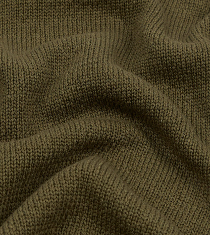 Drake's Olive Cotton Mock Neck Jumper