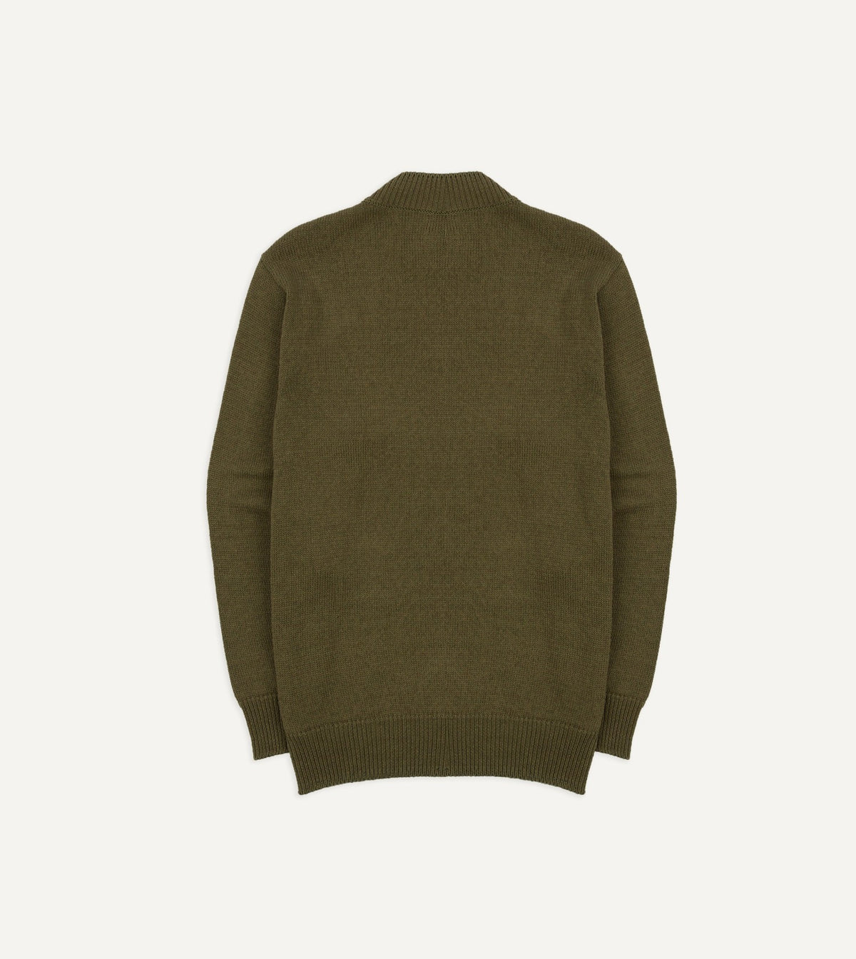 Drake's Olive Cotton Mock Neck Jumper
