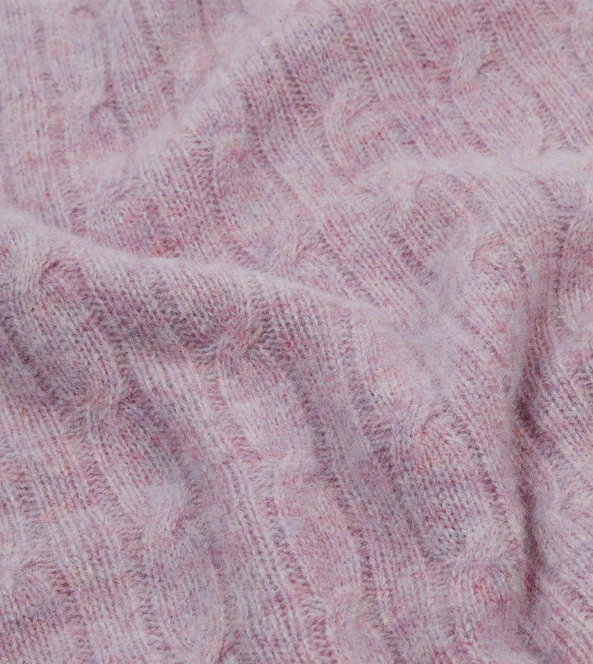 Drake's Lilac Brushed Cable Knit Shetland Crew Neck Jumper