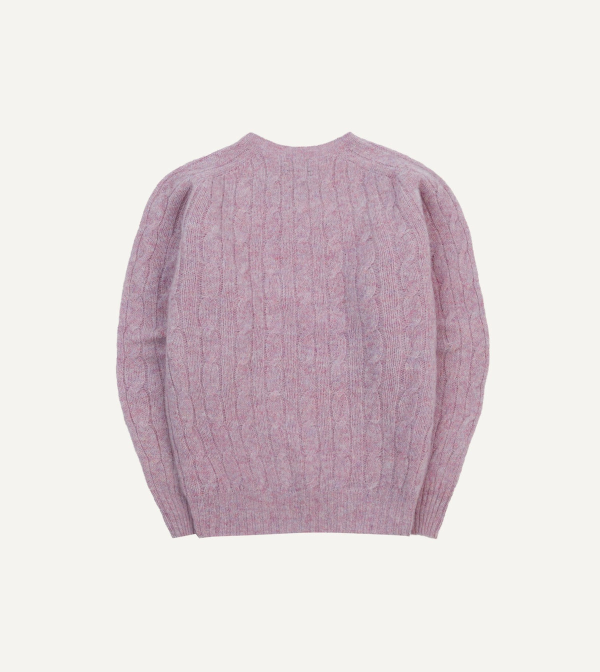 Drake's Lilac Brushed Cable Knit Shetland Crew Neck Jumper