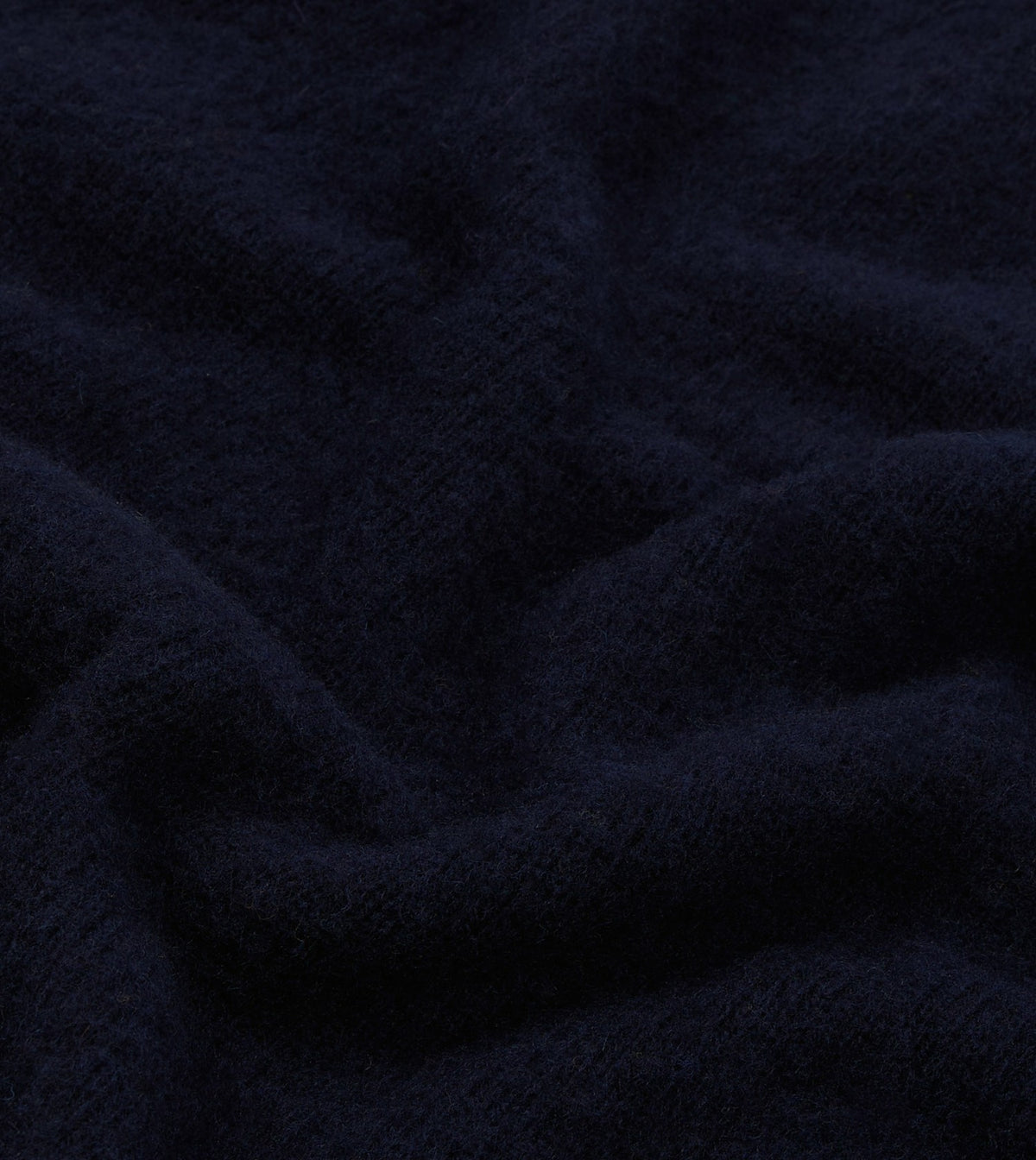 Drake's Navy Brushed Shetland Mock Neck Jumper